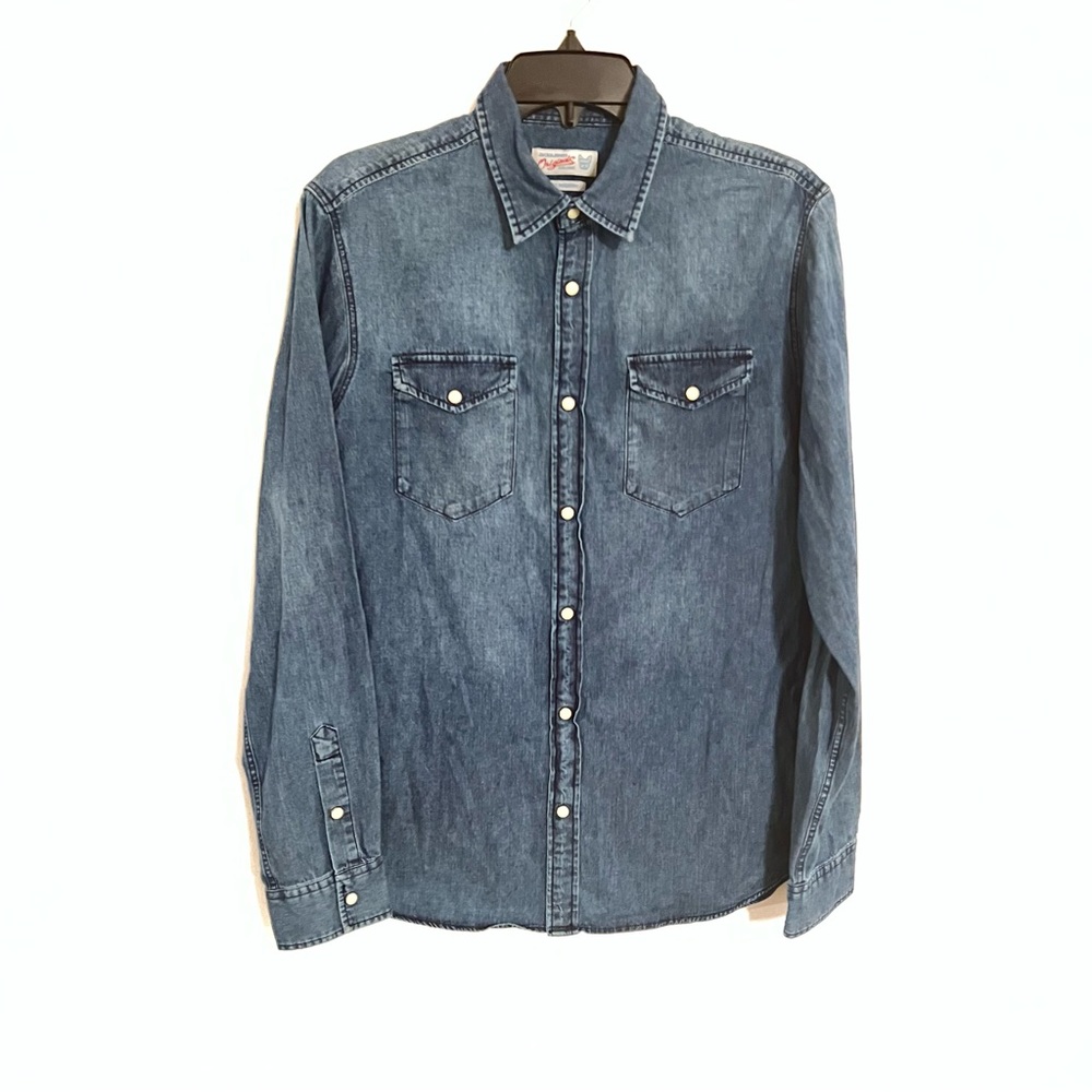 Jack & Jones Originals Denim Snap Long  Sleeve Shirt Men Size  M